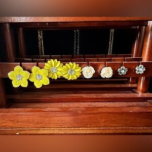 Floral Stud Earrings Set with Yellow and Cream Flowers